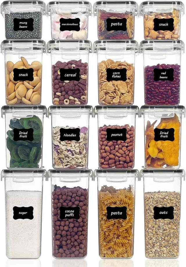 Vtopmart 16-delars lufttät förvaring av mat med etiketter