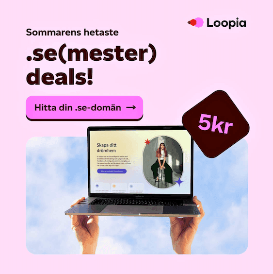 Registrera en .se-domän hos Loopia för bara 5 kronor