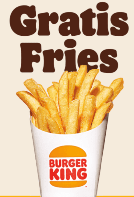 Gratis pommes frites på Burger King vid köp över 50 kr