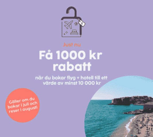 Få 1 000 kr rabatt när du bokar för 10 000 kr hos Sembo