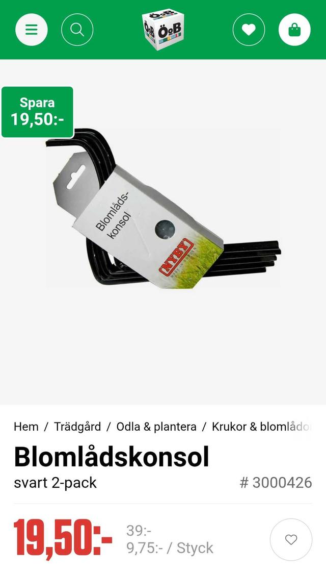 Blomlådskonsol 2-pack ,svart