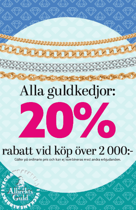 20 % rabatt på guldkedjor hos Albrekts Guld
