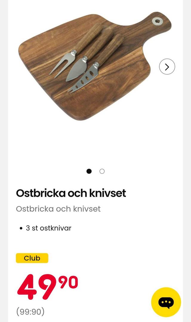 Elegant ostbricka med knivset. (Clubpris 49,90:-)