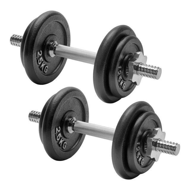 Hantelset 18 kg med justerbara vikter.