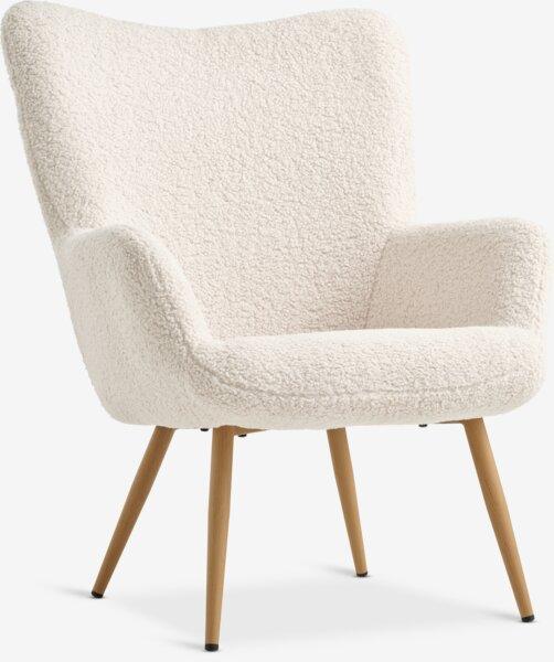 Fotpall HUNDESTED Offwhite Teddy Beklädnad