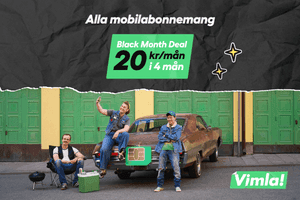 Alla mobilabonnemang hos Vimla kostar 20 kr/mån i 4 mån