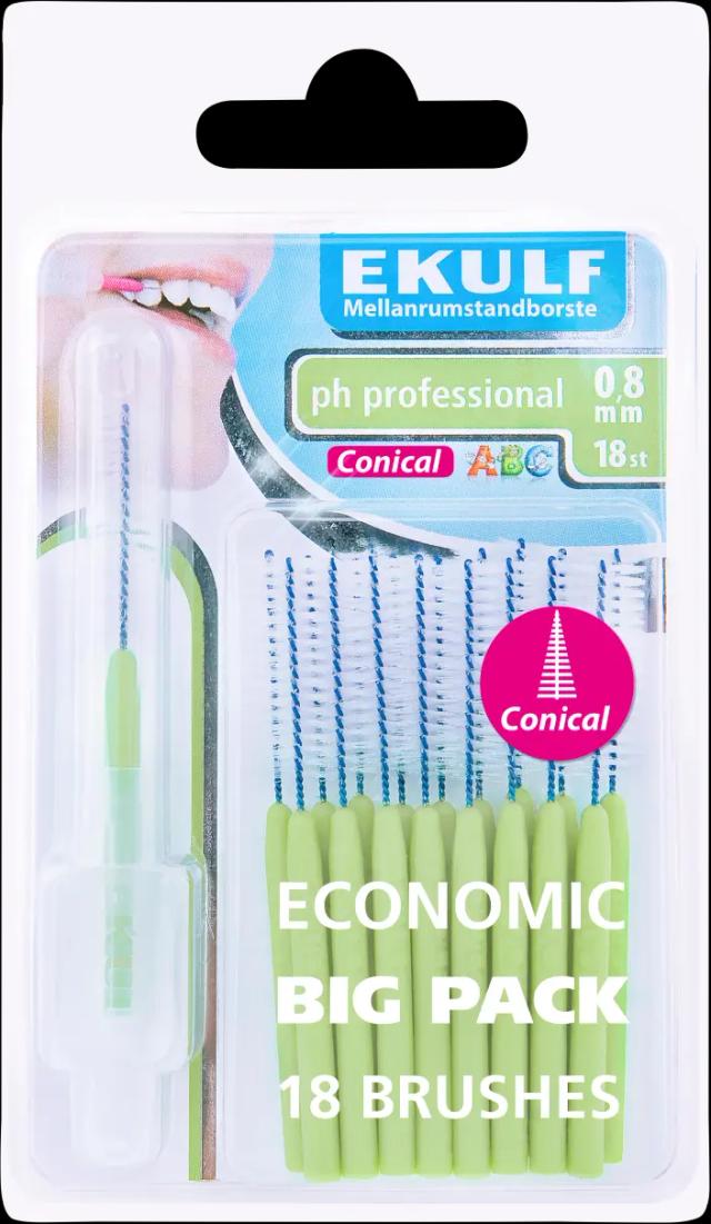 Ekulf pH Professional Koniska Mellanrumsborstar 0,8 mm 18 st