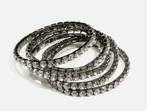 Elegant mörkgrått strassarmband set 5-pack