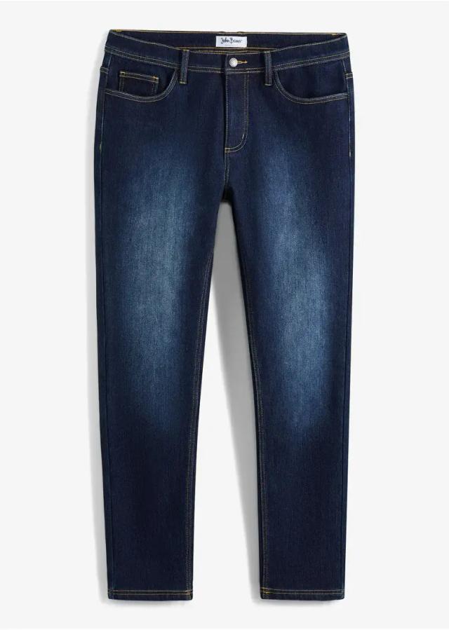 Fodrade mörkblå jeans med värmande insida