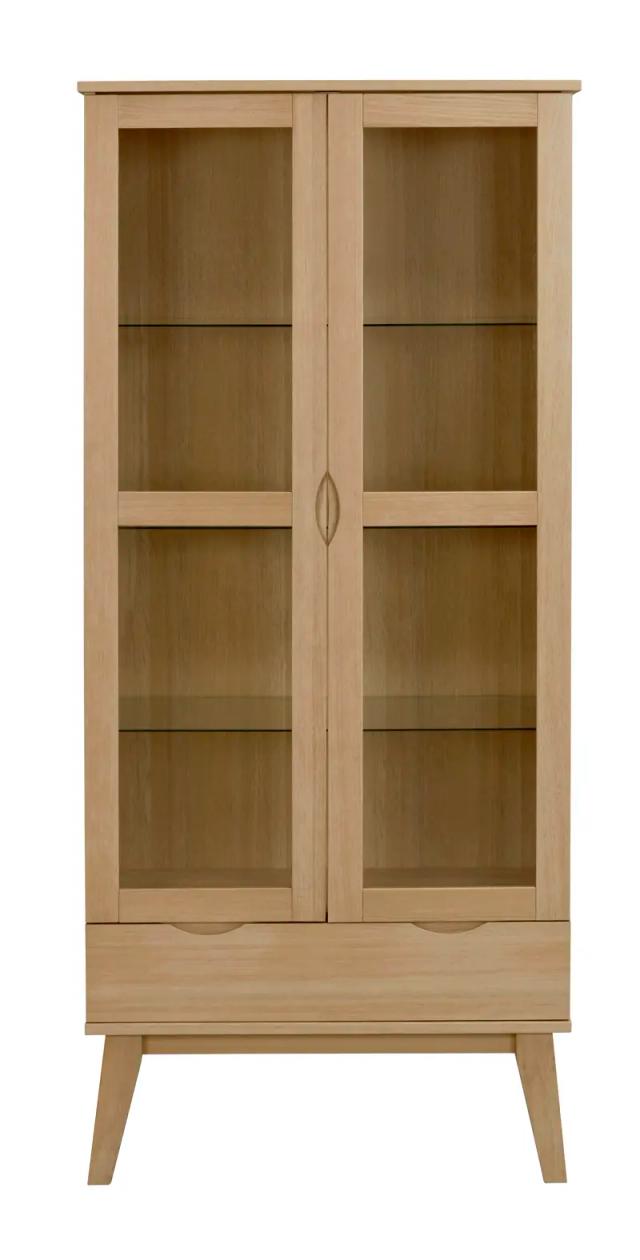 Filippa Oak Glass Cabinet 82x40x185 cm