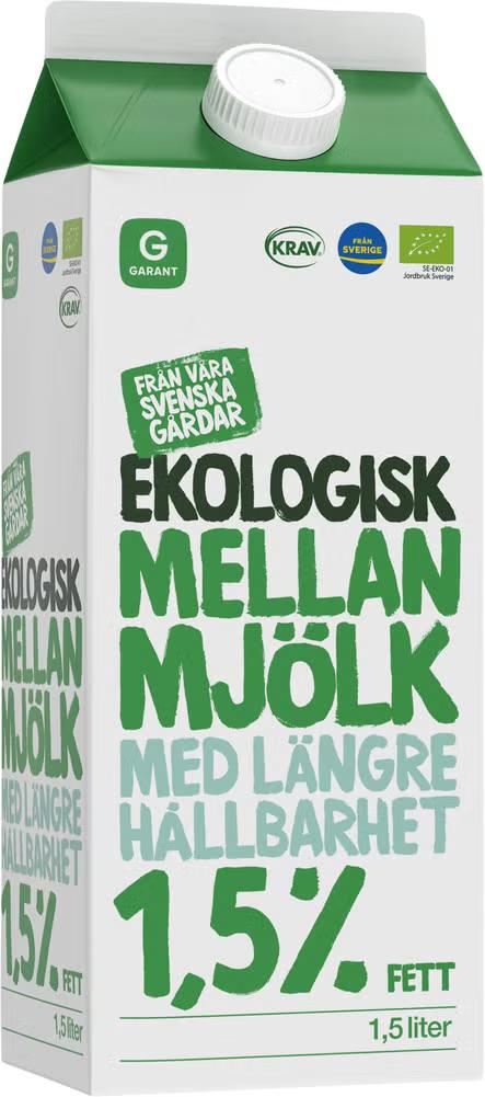 EKO Mellanmjölk 1.5% Längre Hållbarhet 1.5 l