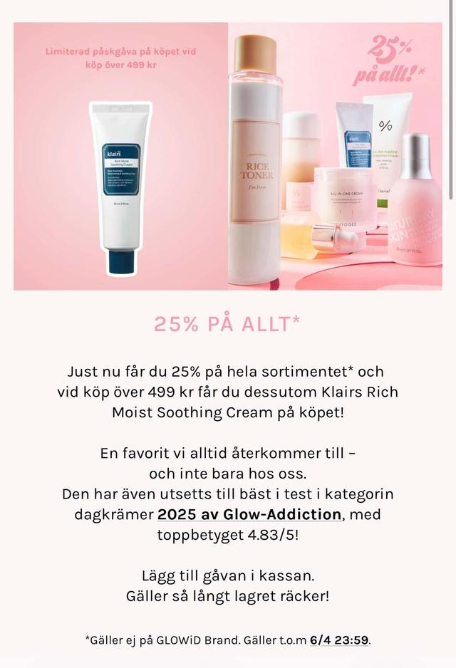 25% rabatt på hela köpet + gåva