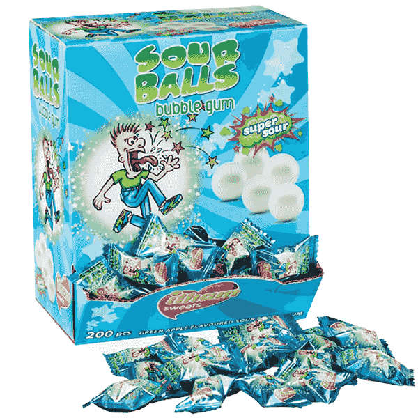 Sour Balls Bubble Gum Dispenser 200 pcs