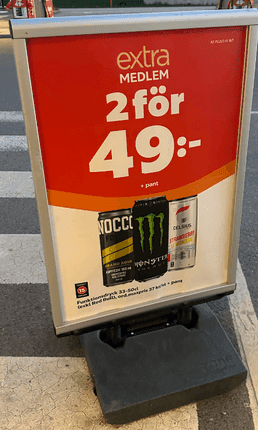 2 st energidryck för 49 kr + pant hos Circle K för medlemmar