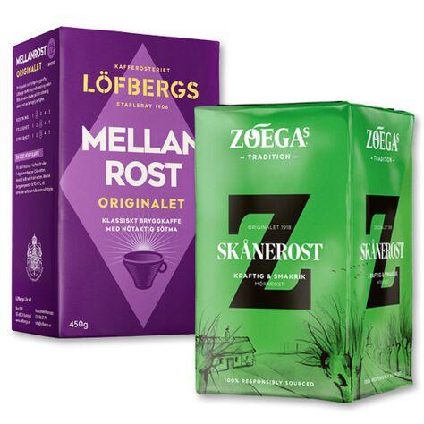 Löfbergs och Zoegas kaffe. 450 g.