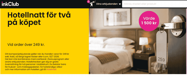 inkClub Hotellcheck – hotellnatt på köpet