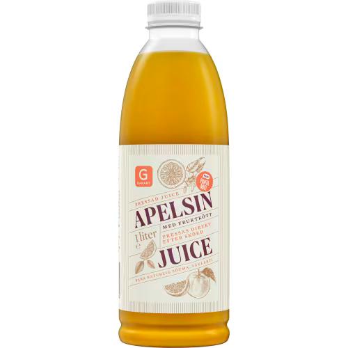 Apelsinjuice med fruktkött, naturlig smak