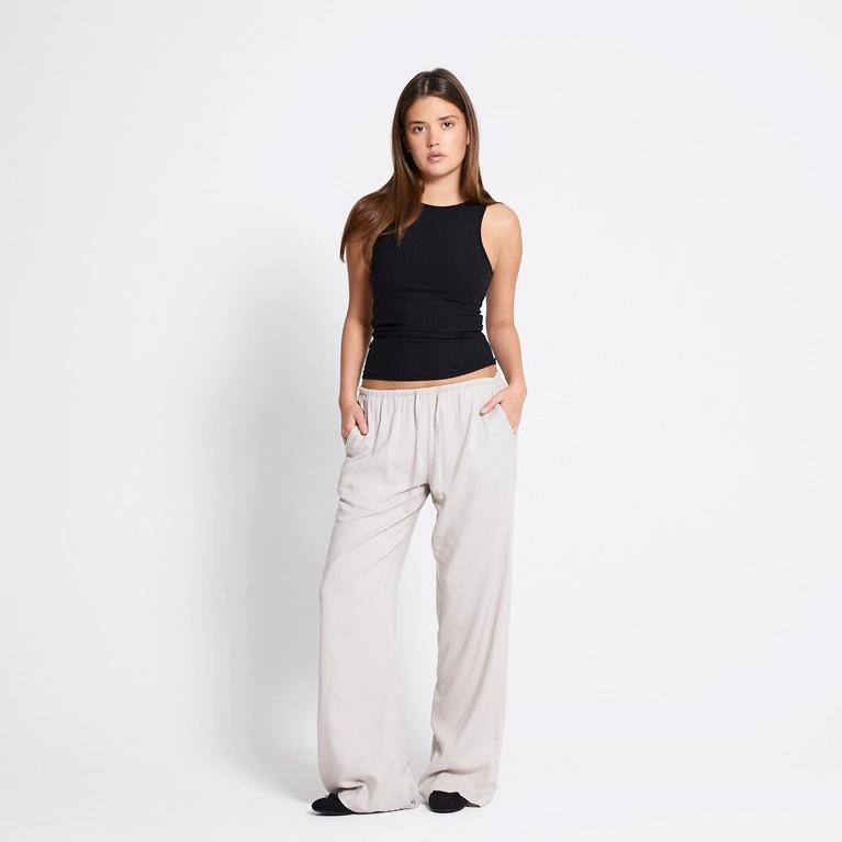 Donna Linen Blend Straight-Leg Pants