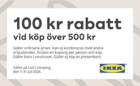 100 kr rabatt vid köp över 500 kr hos IKEA - Livli Linköping