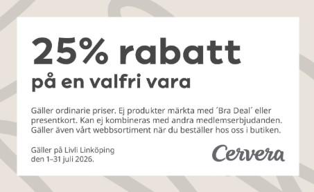25% rabatt på valfri vara hos Cervera - Livli Linköping