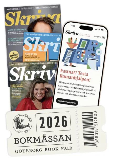 Skriva nr 195 med bokmässebiljett på köpet