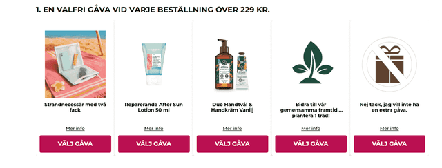 Gåvor utan extra kostnad från Yves Rocher