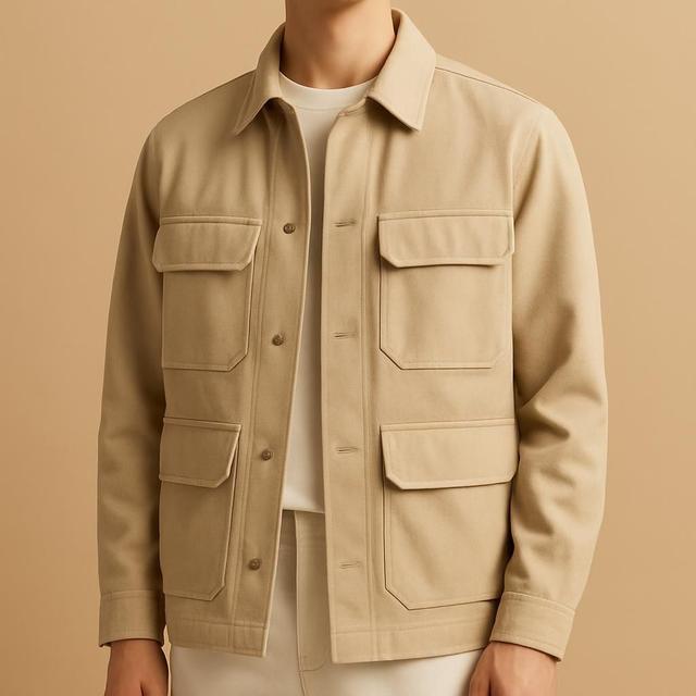 Beige Utilityjacka i Bomull