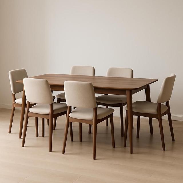 Dano Matbord 180 cm med 6 Sawako Stolar Valnöt/Beige
