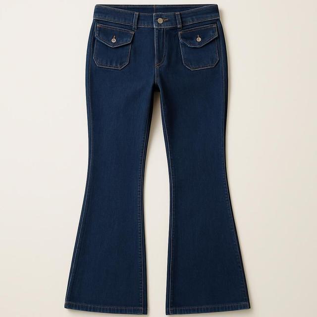 Chunky Low Flare Jeans Blå
