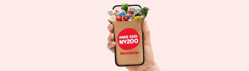 Få 200 kr rabatt på ditt första onlineköp hos Hemköp