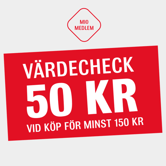 Få värdecheck på 50 kr vid köp för minst 150 kr hos Mio