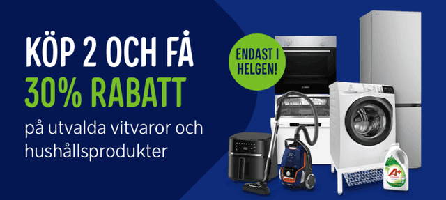 Köp 2 - få 30% rabatt på vissa vitvaror & hushållsprodukter
