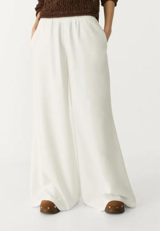 Stradivarius Beige Flowing Fabric Trousers