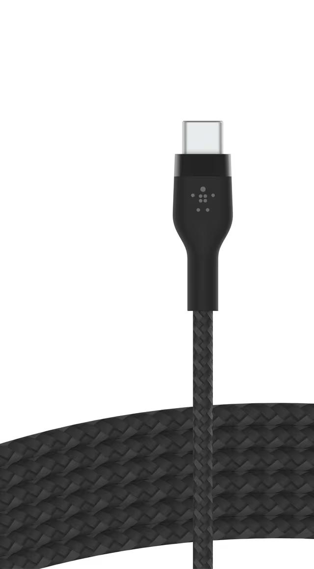 Belkin 3m Flätad USB-C Silikonkabel Svart