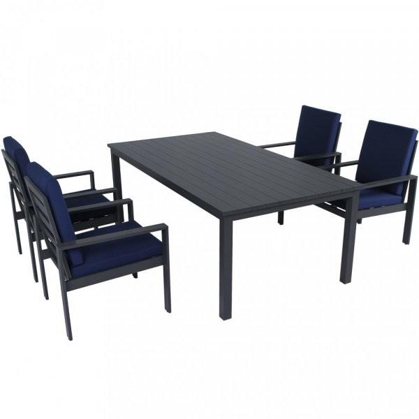 Elegant Aluminium Utemöbler Set - Bord & 4 Stolar
