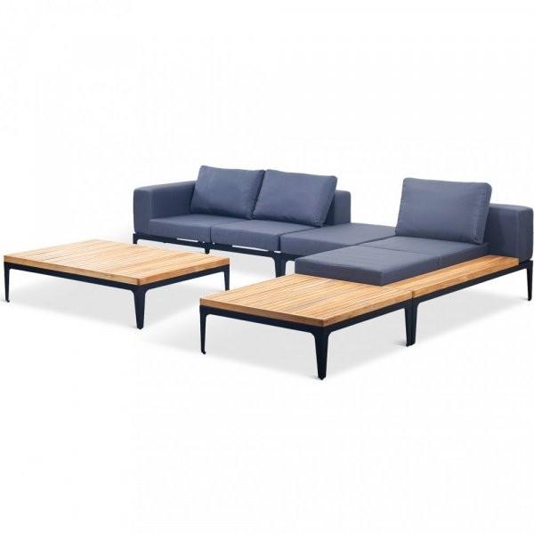 Loungegrupp i Teak med Aluminiumdetaljer