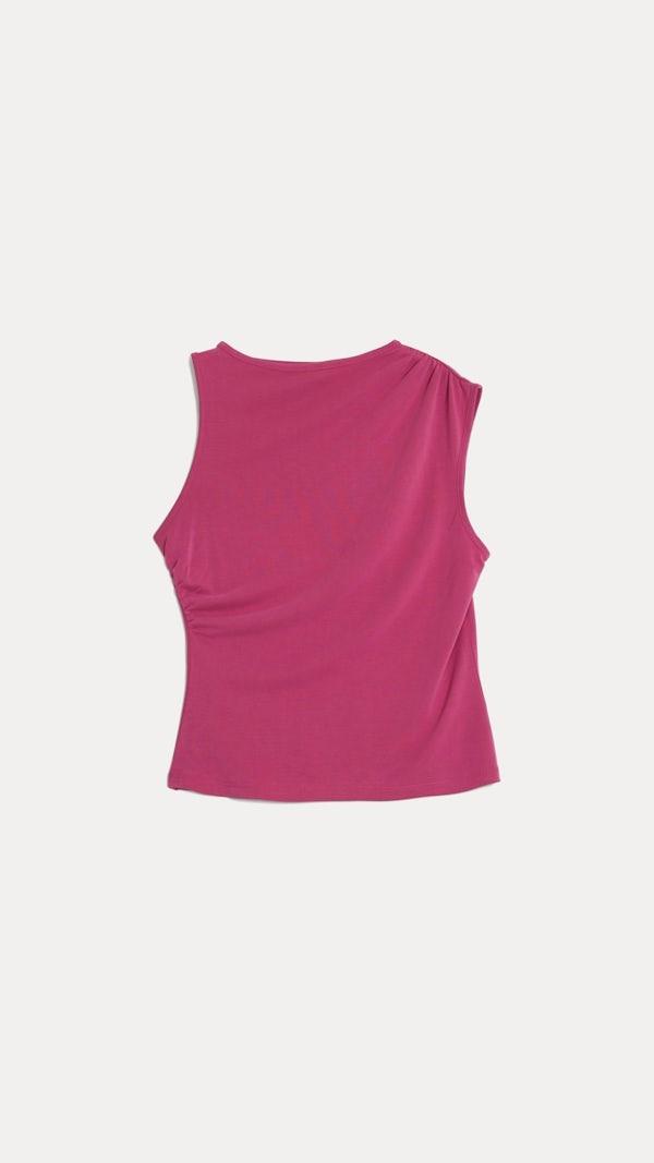 Elegant Rosa Draperad Blus för Damer