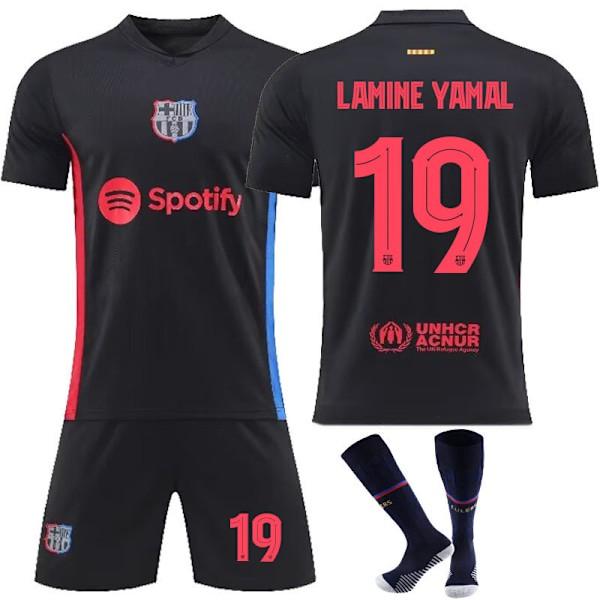Barcelona Away Kit Black Jersey and Socks - Youth Size 26