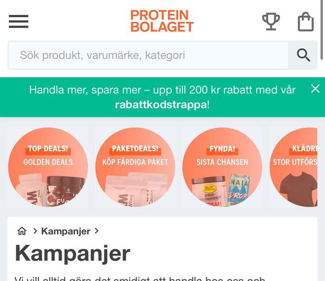 Proteinbolaget - Stora rabatter - Använd kod för ännu lägre