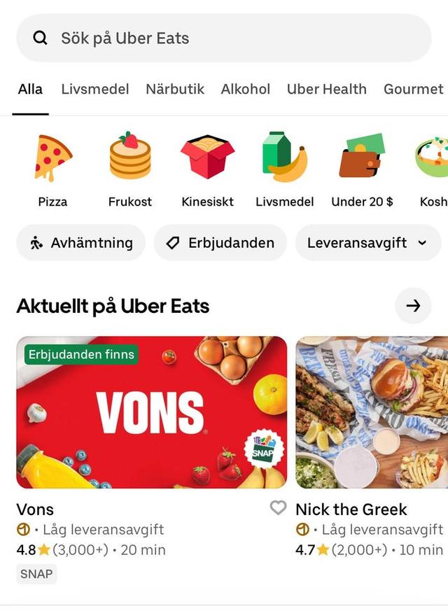 110 kr rykande färsk rabatt med Uber Eats (nya kunder)