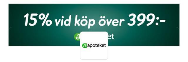 15% rabatt hos Apoteket.se vid köp över 399 kr