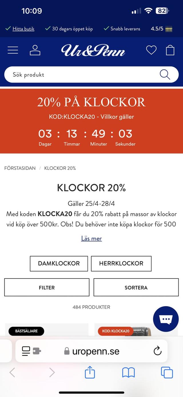 UR & PENN 20% Rabatt på klockor