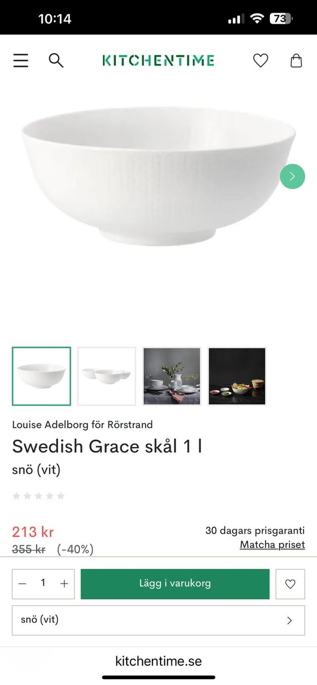 Swedish Grace Skål 1L från Rörstrand 40% rabatt
