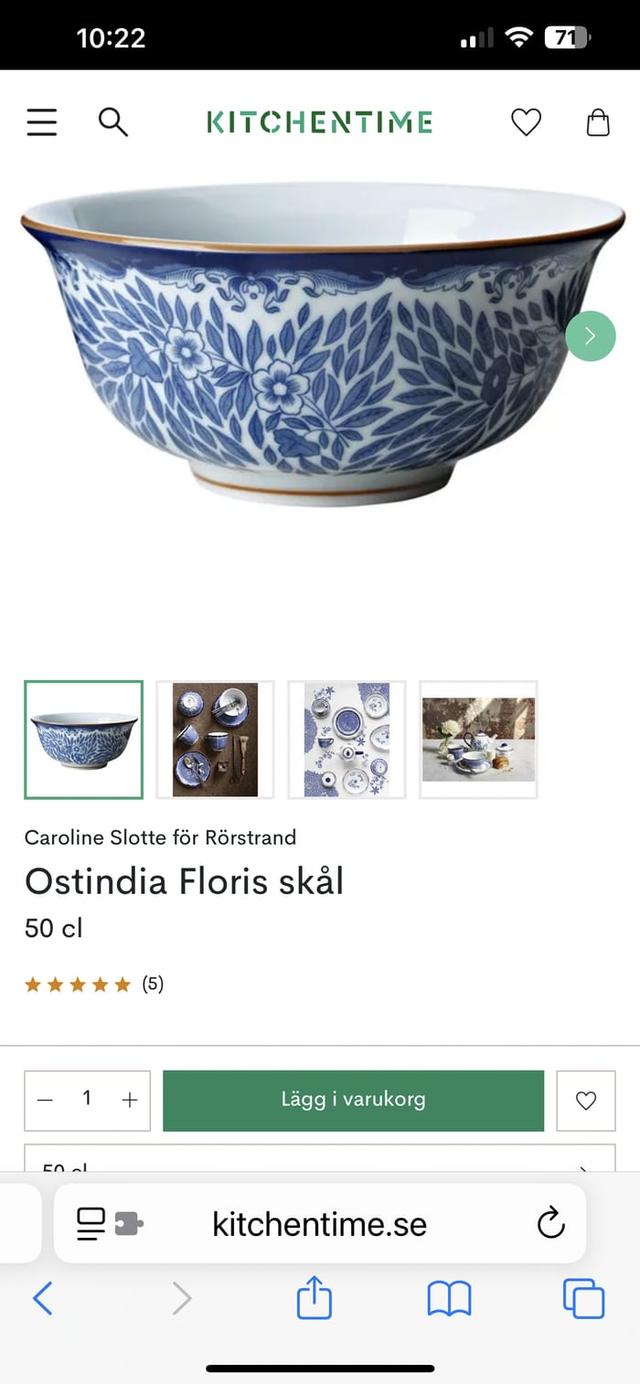Ostindia Floris Elegant Rörstrand Skål 48% rabatt