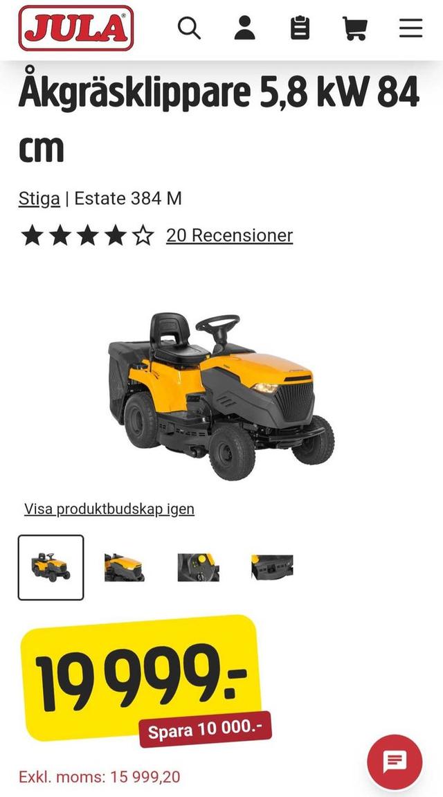 Åkgräsklippare Stiga | Estate 384 M