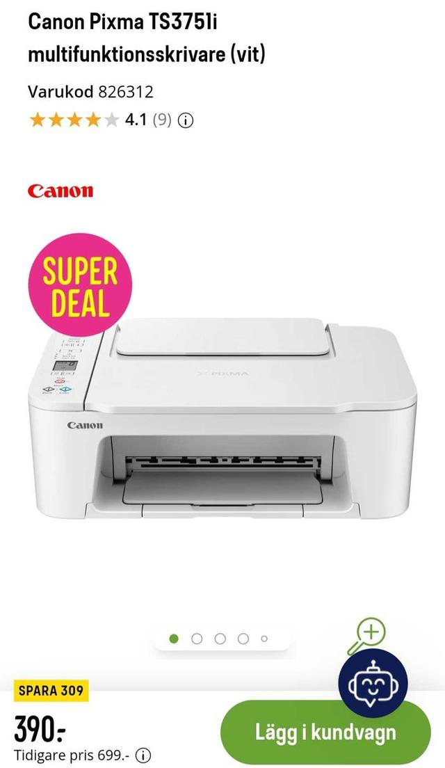 Canon Pixma TS3751i Multifunctional Printer, White