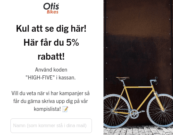 Få 5% rabatt hos Otis Bikes med denna rabattkod