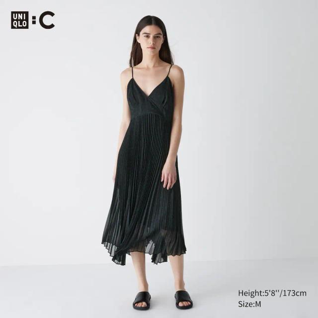 Uniqlo Polka Dot Pleated Camisole Dress
