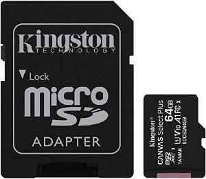 Kingston Canvas Select Plus SDCS2/64GB Micro SD-kort, Svart 64 GB
