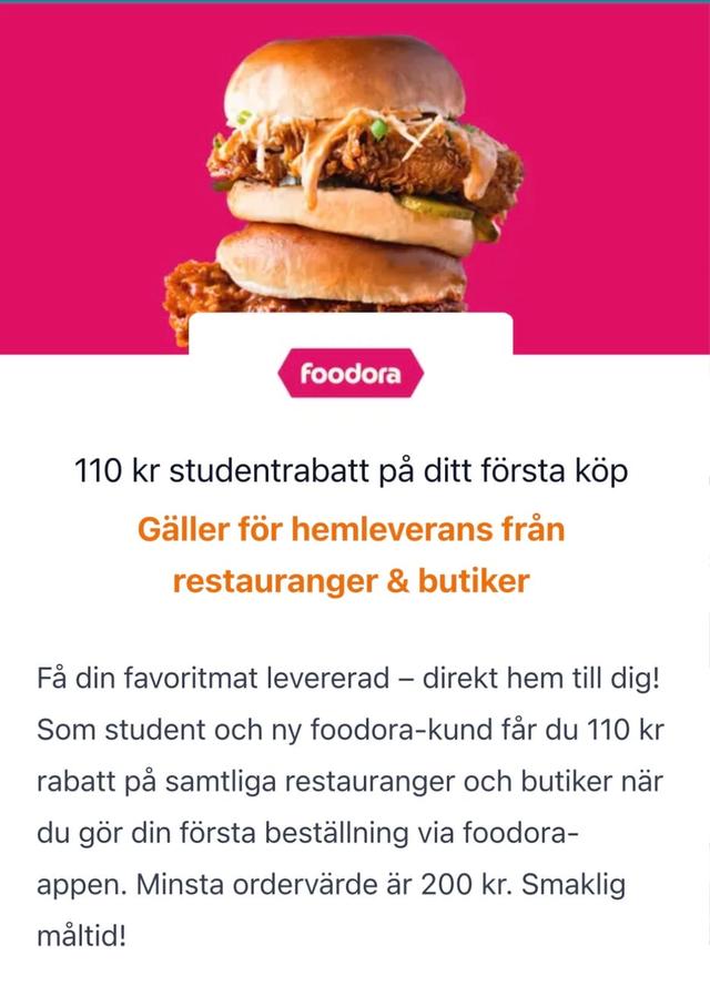 Få 110 kr rabatt på ditt första FODOORA köp med rabattkoden. Minsta ordervärde 200kr